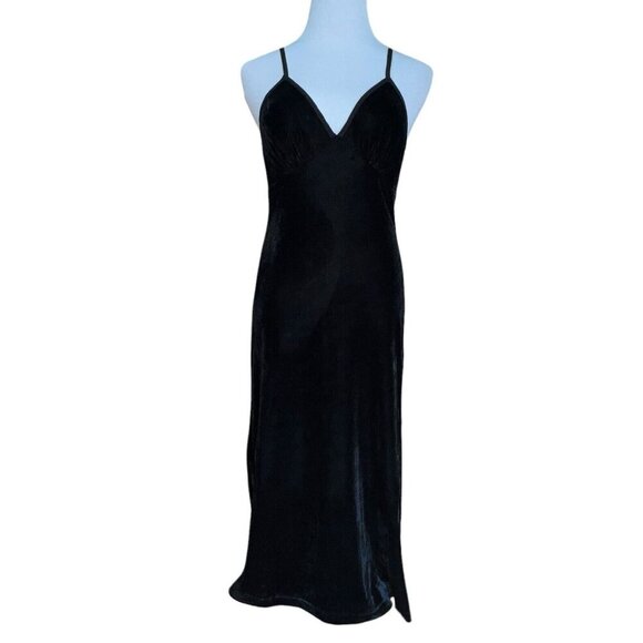 B.O.G.‎ BAND OF FREE GIRL CRUSH BLACK VELVET MIDI DRESS WOMEN XS SLEEVELESS NEW - Picture 2 of 12